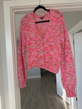 wild fable Pink Marled V-Neck Button Cardigan